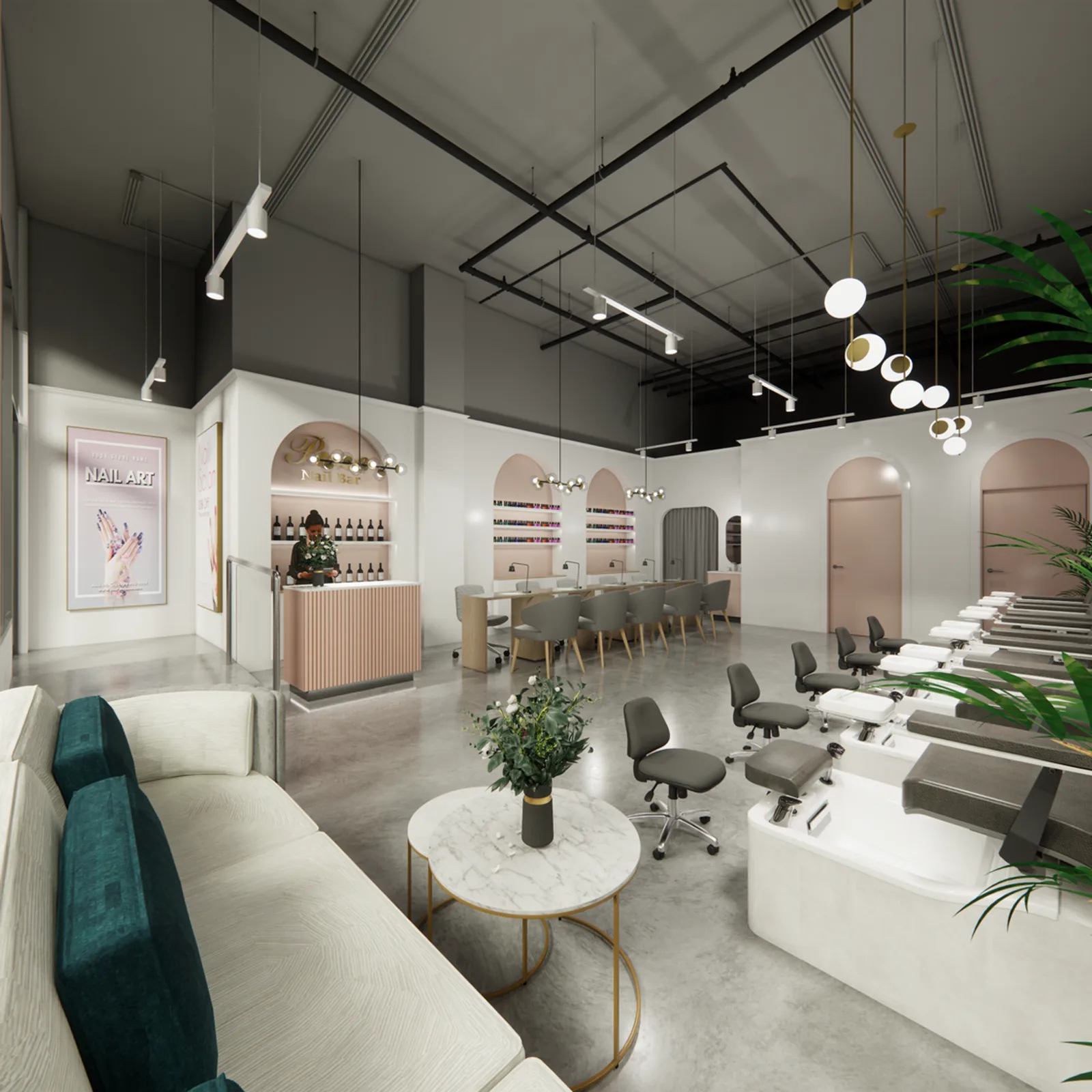 Pure Nail Bar Design Concepts, a commercial ti project by Costar Construction at 3739 Rupert St., Vancouver, photo 2 of 6