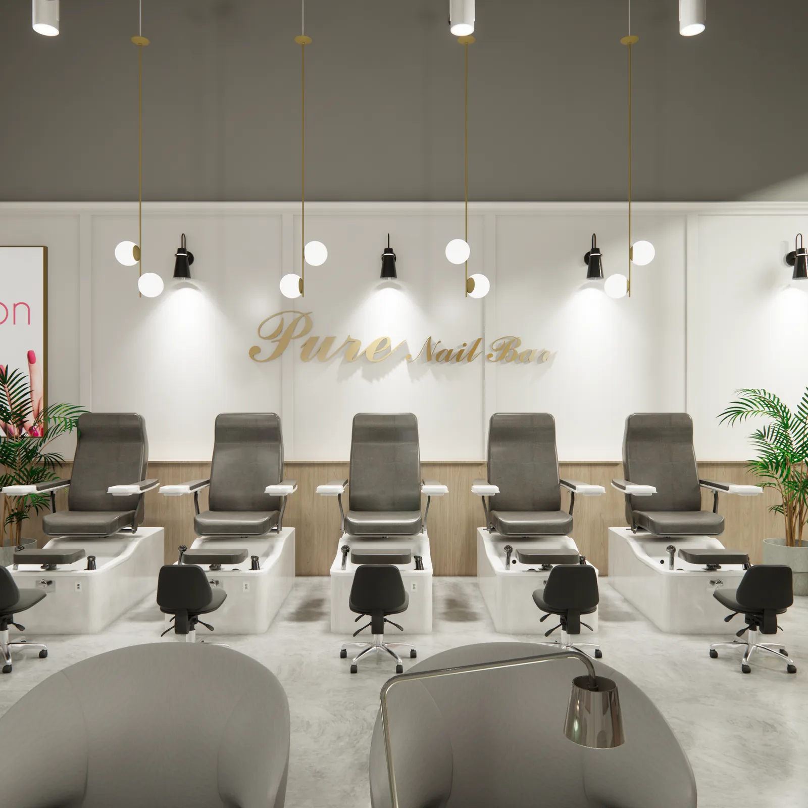 Pure Nail Bar Design Concepts, a commercial ti project by Costar Construction at 3739 Rupert St., Vancouver, photo 4 of 6