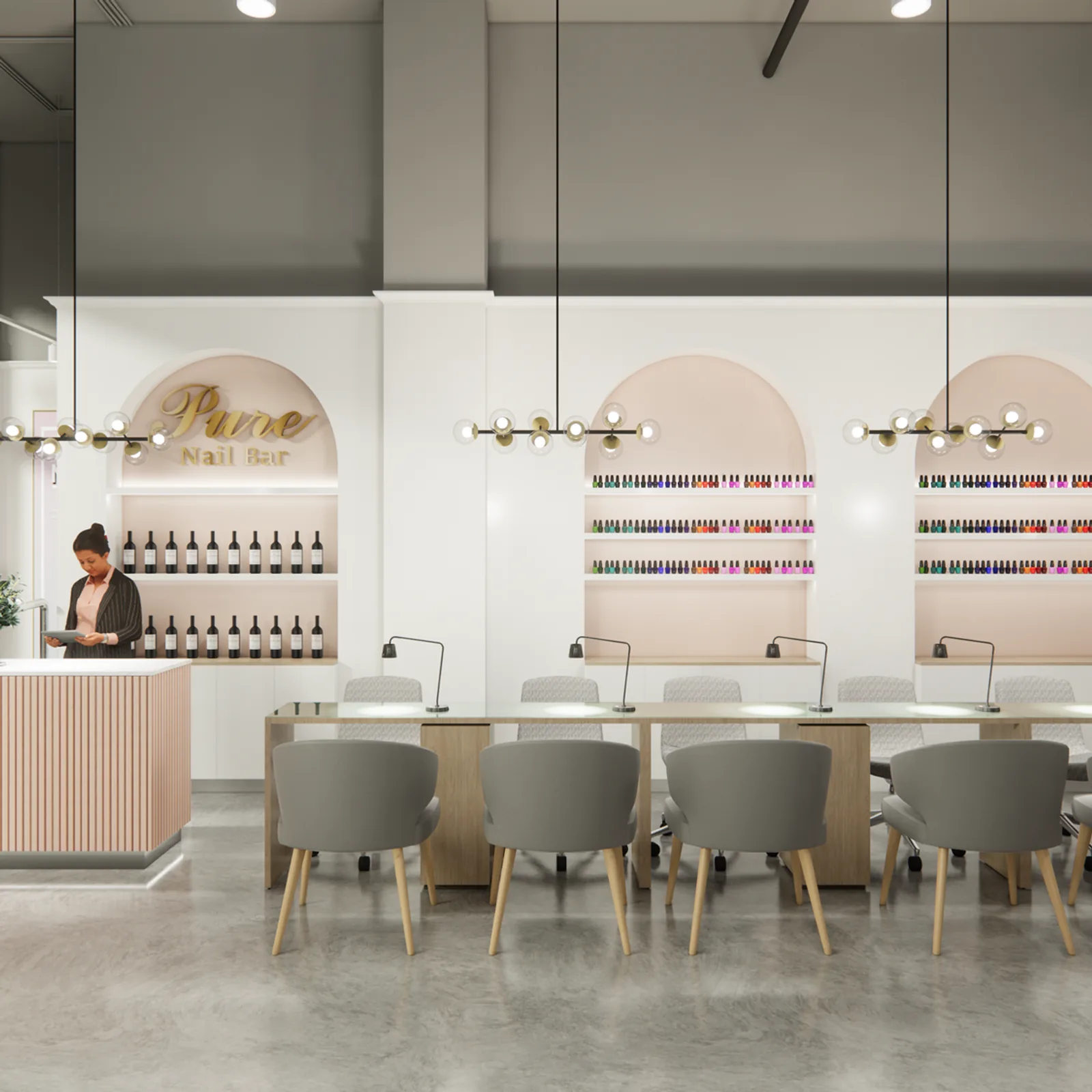 Pure Nail Bar Design Concepts, a commercial ti project by Costar Construction at 3739 Rupert St., Vancouver, photo 5 of 6